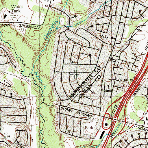 Topographic Map of Parkway Pines, NJ