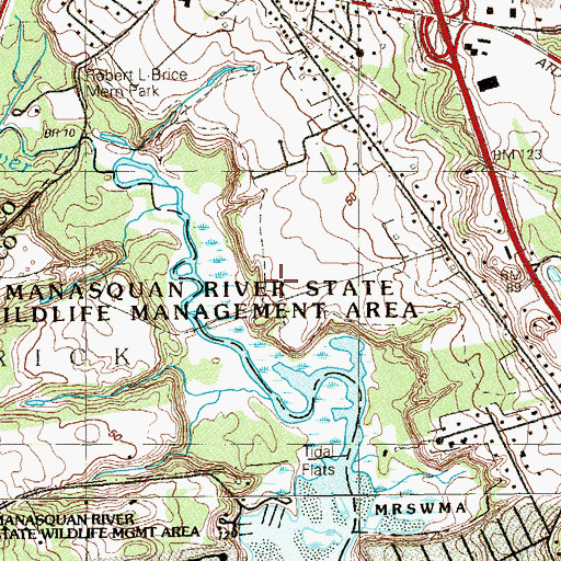 Topographic Map of Manasquan River State Wildlife Management Area, NJ