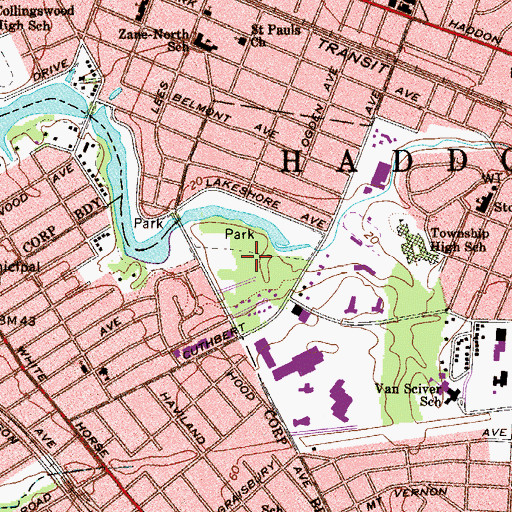 Topographic Map of Newton Lake Park, NJ