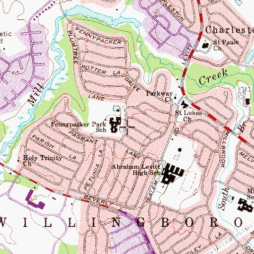 Topographic Map of Pennypacker Park, NJ