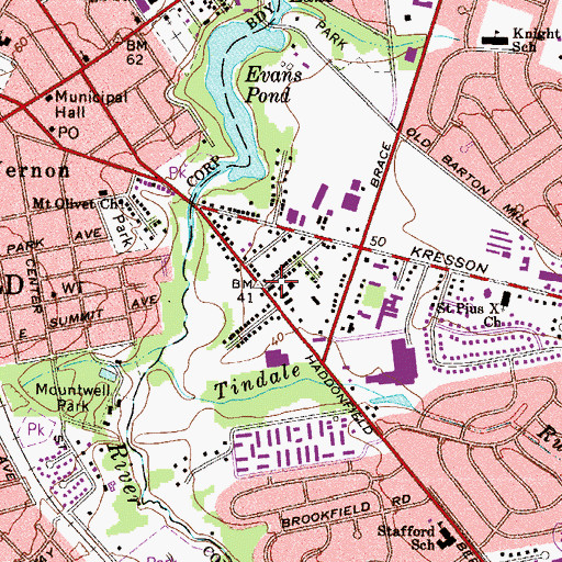 Topographic Map of Tyndall Village, NJ