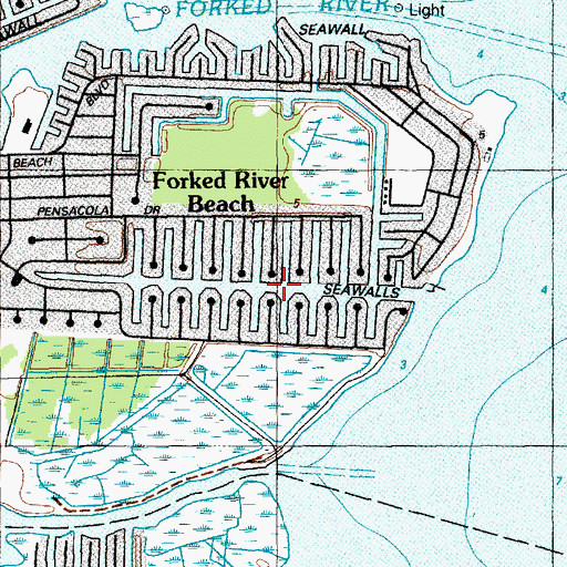 Topographic Map of Forked River Beach, NJ