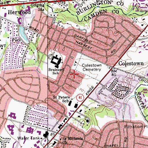 Topographic Map of Surrey Place, NJ
