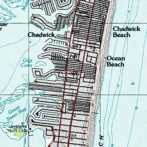 Topographic Map of Monterey Beach, NJ