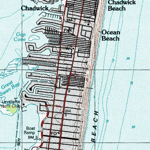 Topographic Map of Ocean Beach, NJ