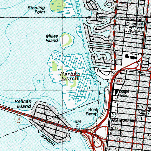 Topographic Map of Harbor Island, NJ