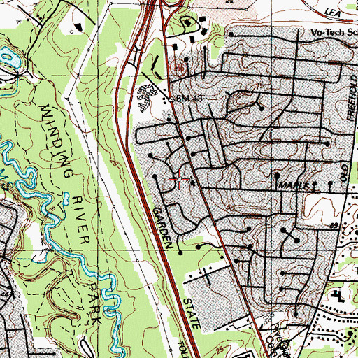 Topographic Map of Colonial Gardens, NJ