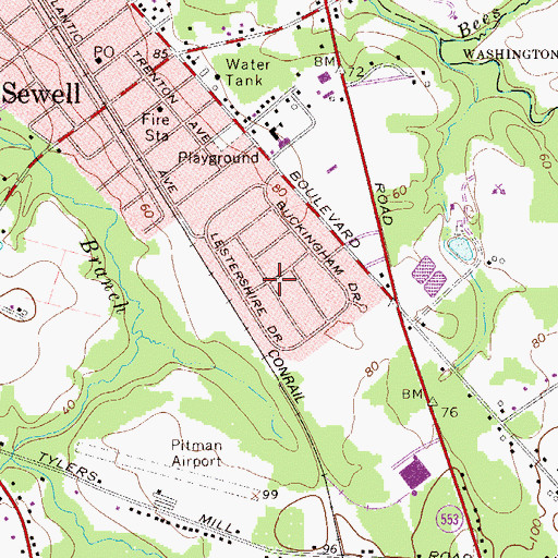 Topographic Map of Buckingham Village, NJ