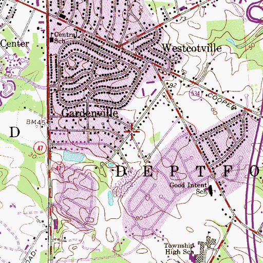 Topographic Map of Cooper Village, NJ