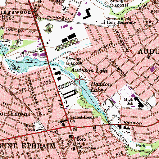 Topographic Map of Haddon Lake Dam, NJ