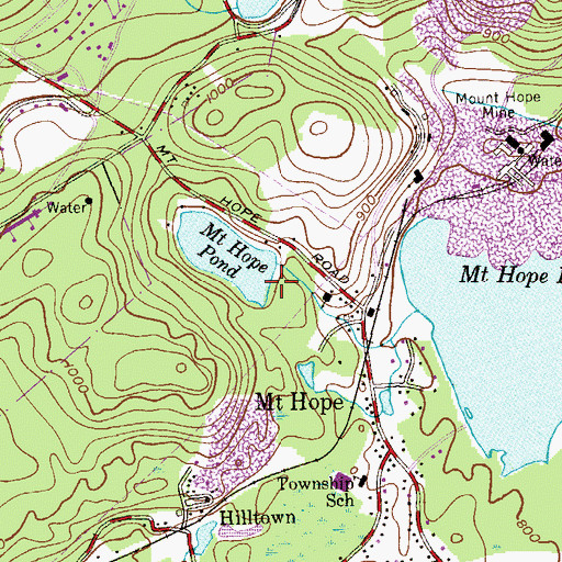 Topographic Map of Mount Hope Pond Dam, NJ