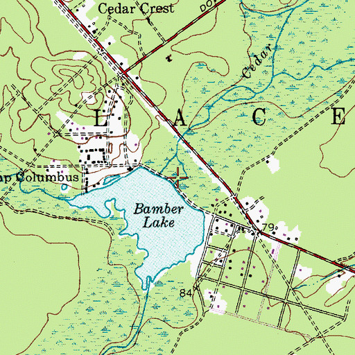 Topographic Map of Bamber Lake Dam, NJ