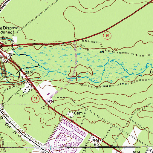 Topographic Map of Bunker Hill Dam, NJ