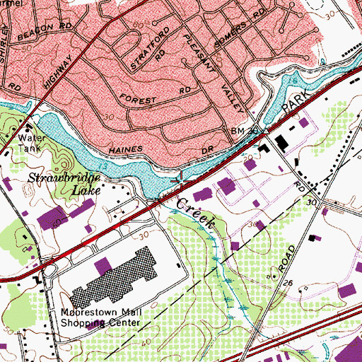Topographic Map of Strawbridge Lake Upper Dam, NJ