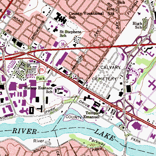Topographic Map of Village Dock Lake Dam, NJ
