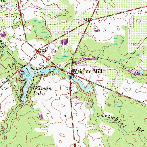 Topographic Map of Wrights Mill Dam, NJ