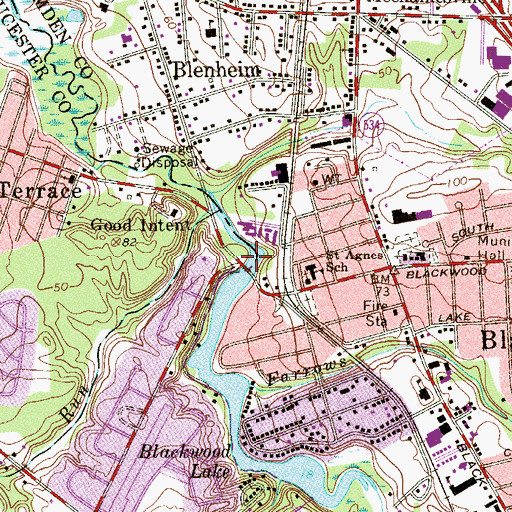 Topographic Map of Blackwood Lake Dam, NJ