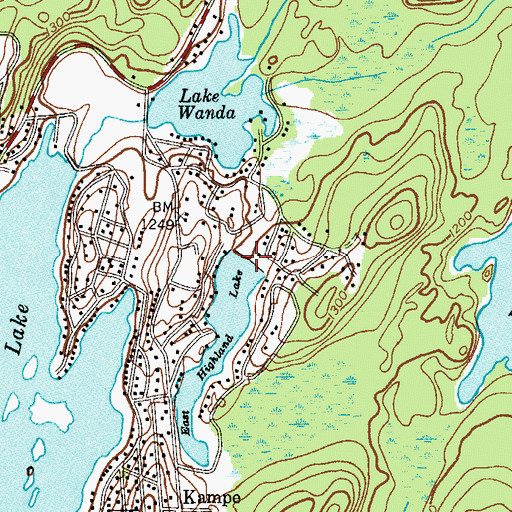 Topographic Map of East Highland Lake Dam, NJ