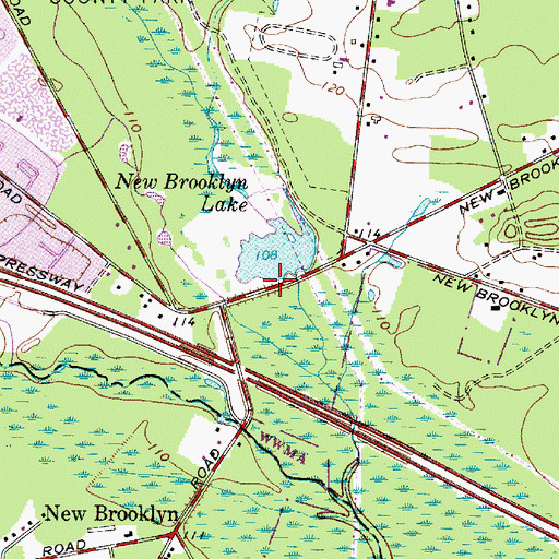 Topographic Map of New Brooklyn Dam, NJ