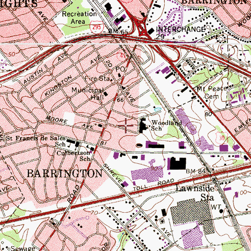 Topographic Map of Borough of Barrington, NJ