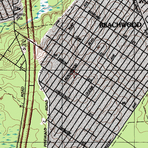 Topographic Map of Borough of Beachwood, NJ