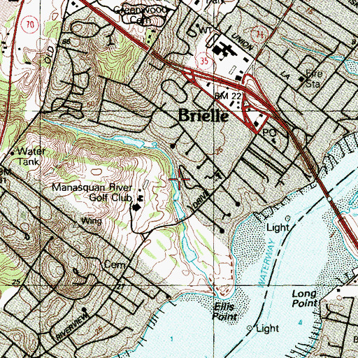 Topographic Map of Borough of Brielle, NJ