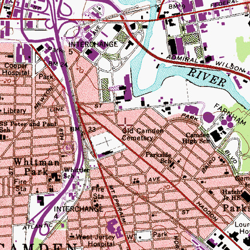 Topographic Map of City of Camden, NJ