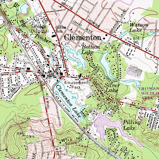 Topographic Map of Borough of Clementon, NJ