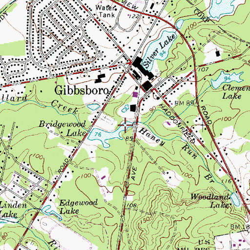 Topographic Map of Borough of Gibbsboro, NJ