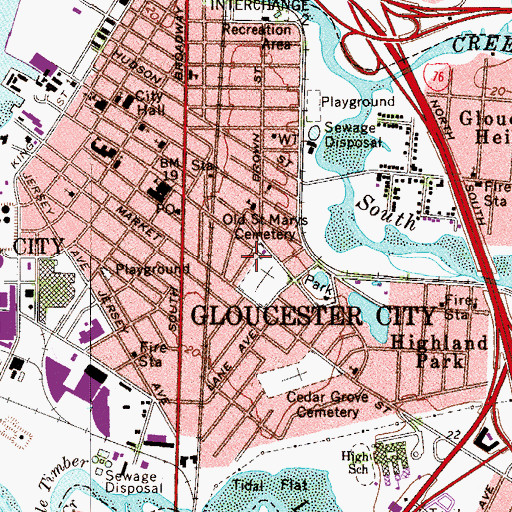 Topographic Map of City of Gloucester City, NJ