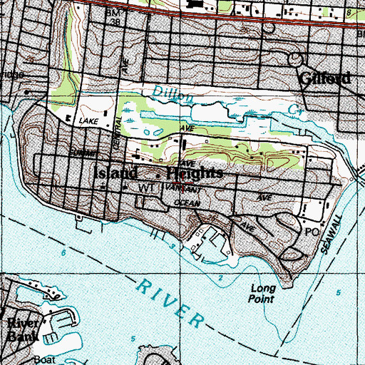 Topographic Map of Borough of Island Heights, NJ
