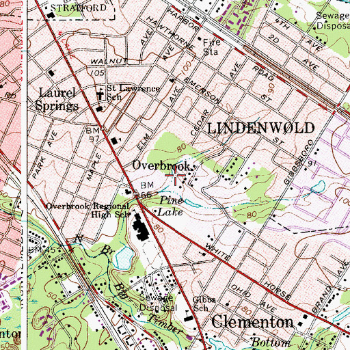 Topographic Map of Borough of Lindenwold, NJ