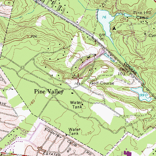 Topographic Map of Borough of Pine Valley, NJ