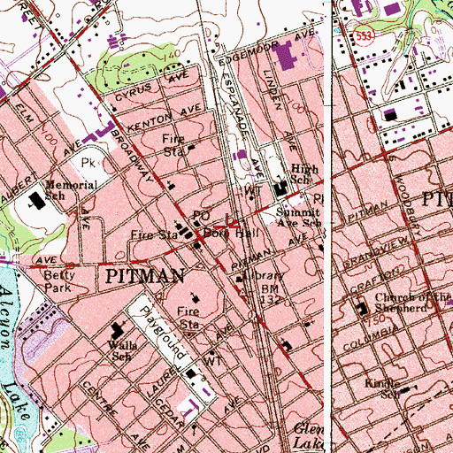 Topographic Map of Borough of Pitman, NJ