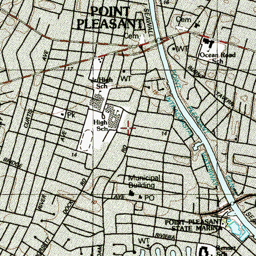 Topographic Map of Borough of Point Pleasant, NJ