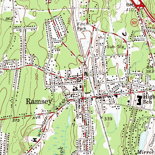 Topographic Map of Borough of Ramsey, NJ