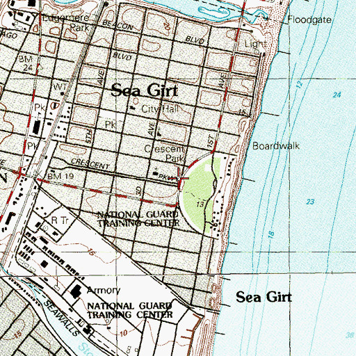 Topographic Map of Borough of Sea Girt, NJ
