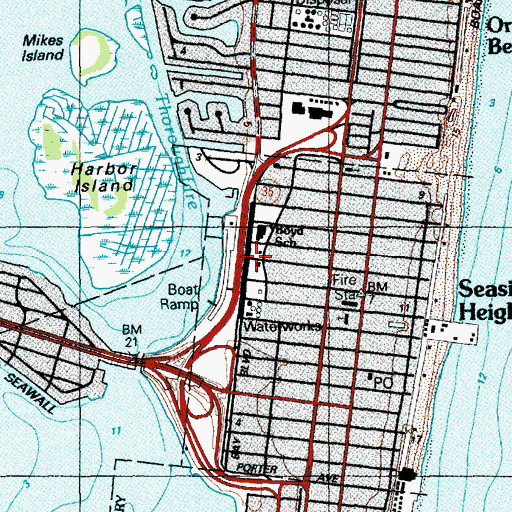 Topographic Map of Borough of Seaside Heights, NJ