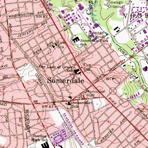 Topographic Map of Borough of Somerdale, NJ