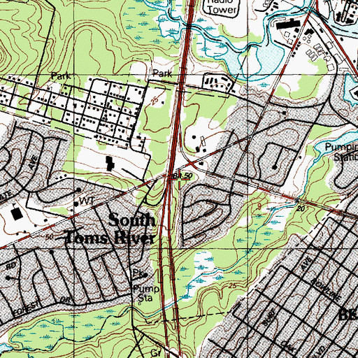 Topographic Map of Borough of South Toms River, NJ