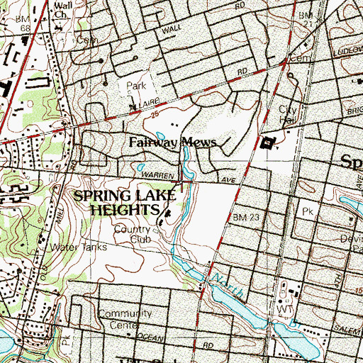 Topographic Map of Borough of Spring Lake Heights, NJ