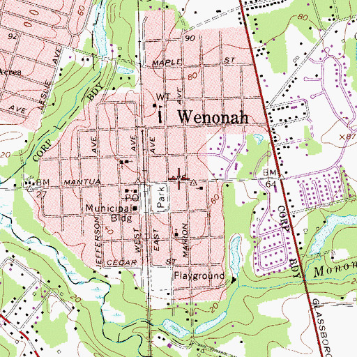 Topographic Map of Borough of Wenonah, NJ