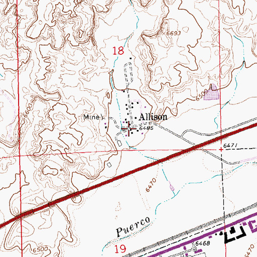 Topographic Map of Allison, NM