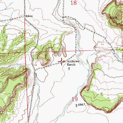 Topographic Map of Andrews Ranch, NM