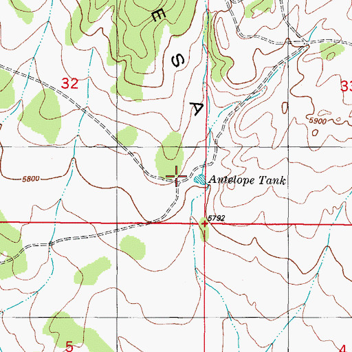 Topographic Map of Antelope Tank, NM