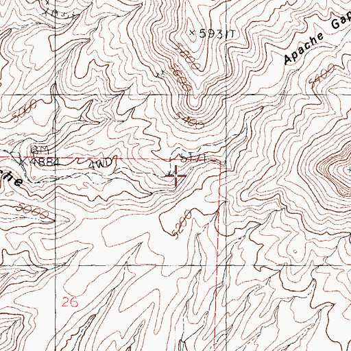 Topographic Map of Apache Gap, NM