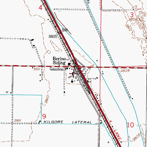 Topographic Map of Berino Siding, NM