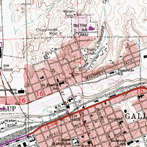 Topographic Map of Black Diamond Canyon, NM