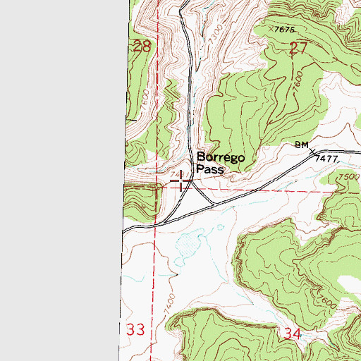 Topographic Map of Borrego Pass, NM