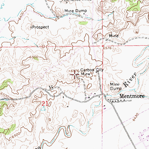 Topographic Map of Carbon City Mine, NM